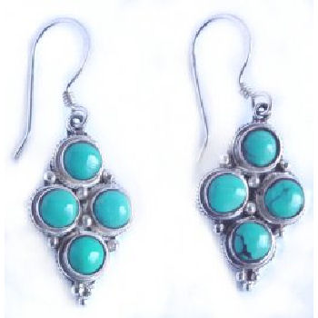 4 Stone Turquoise Earring PE 513 - Click Image to Close